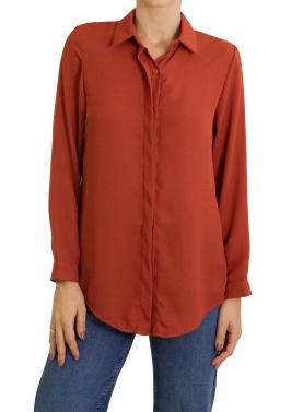 Camicia tinta unita con colletto e bottoni 